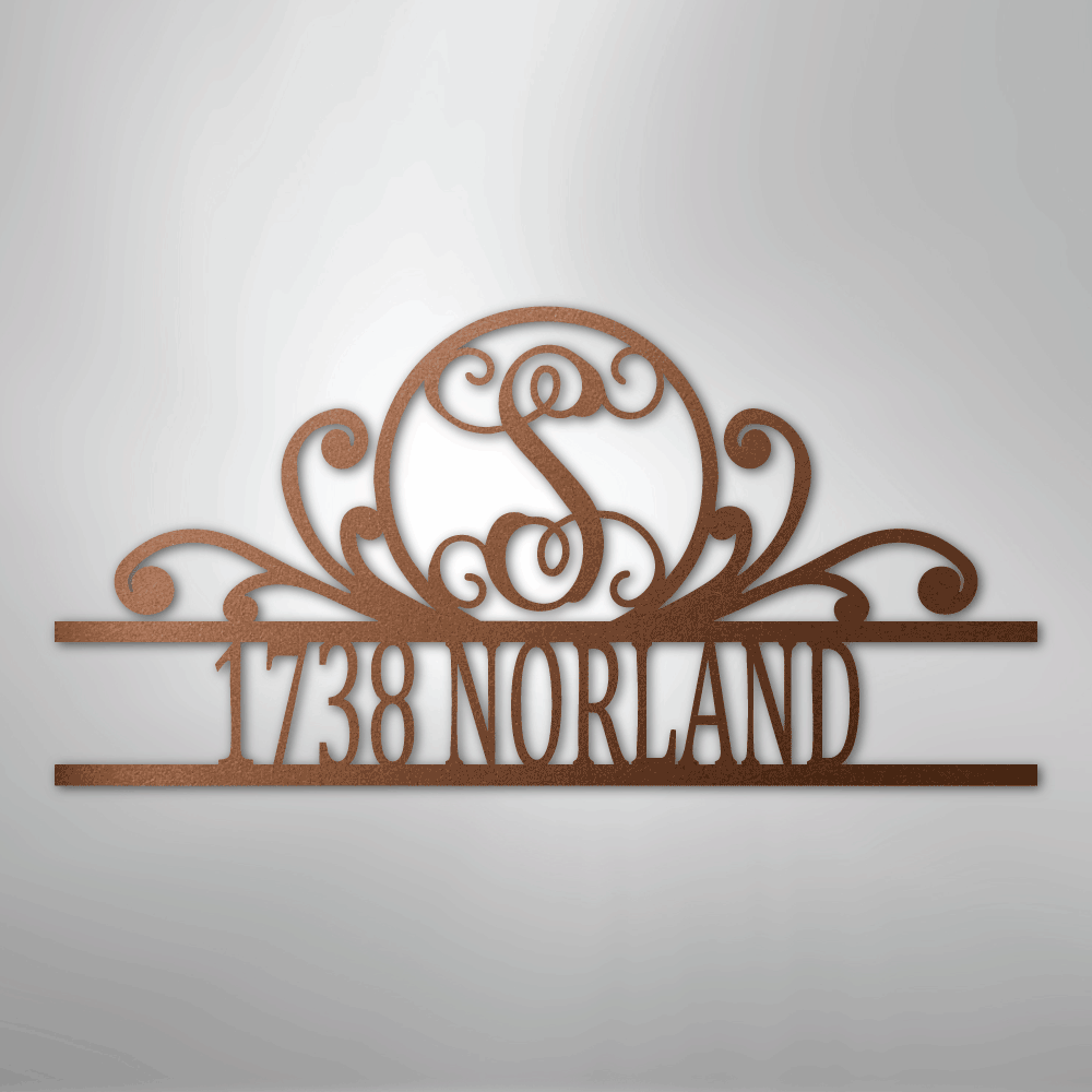 My Easy Monogram Steel Sign Copper / 12" Scroll Family Name Monogram - Steel Sign