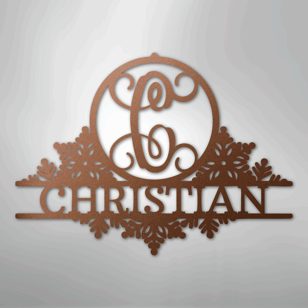 My Easy Monogram Steel Sign Copper / 12" Snowfall Initial Monogram - Steel Sign