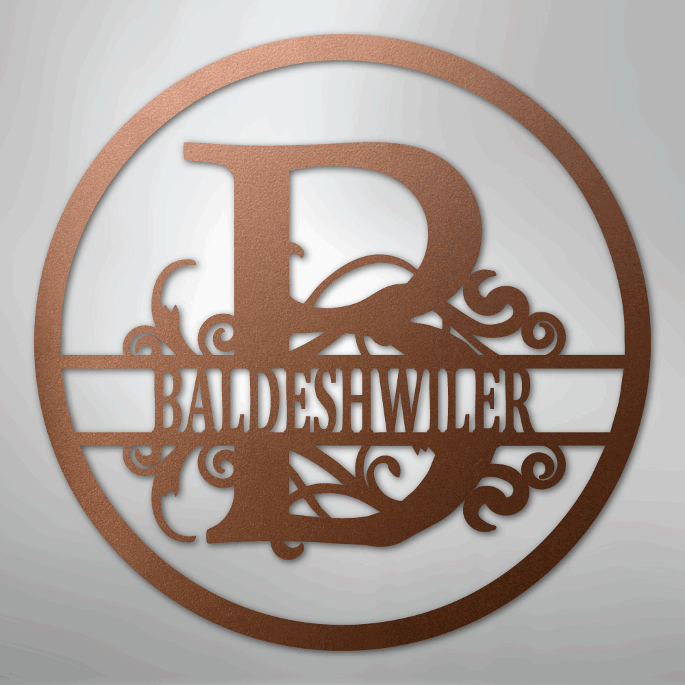 My Easy Monogram Steel Sign Copper / 12" Split Circle Monogram - Steel Sign