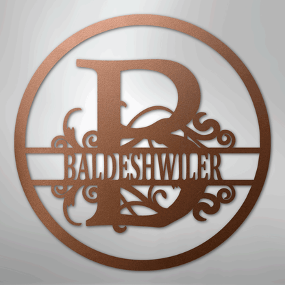 My Easy Monogram Steel Sign Copper / 12" Split Circle Monogram - Steel Sign