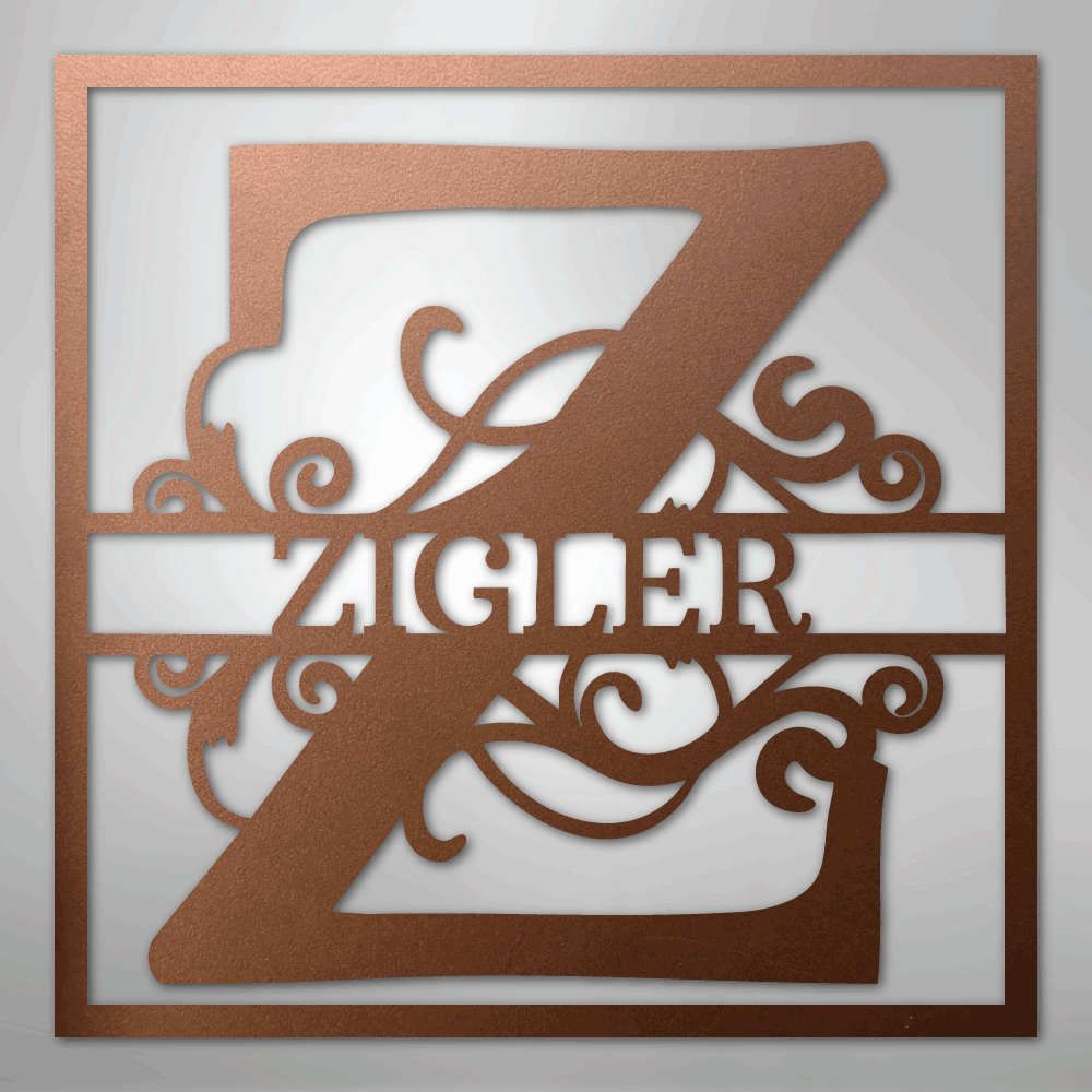 My Easy Monogram Steel Sign Copper / 12" Split Square Monogram - Steel Sign