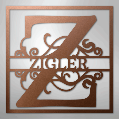 My Easy Monogram Steel Sign Copper / 12" Split Square Monogram - Steel Sign