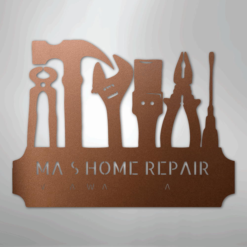 My Easy Monogram Steel Sign Copper / 12" Tool Time Monogram - Steel Sign