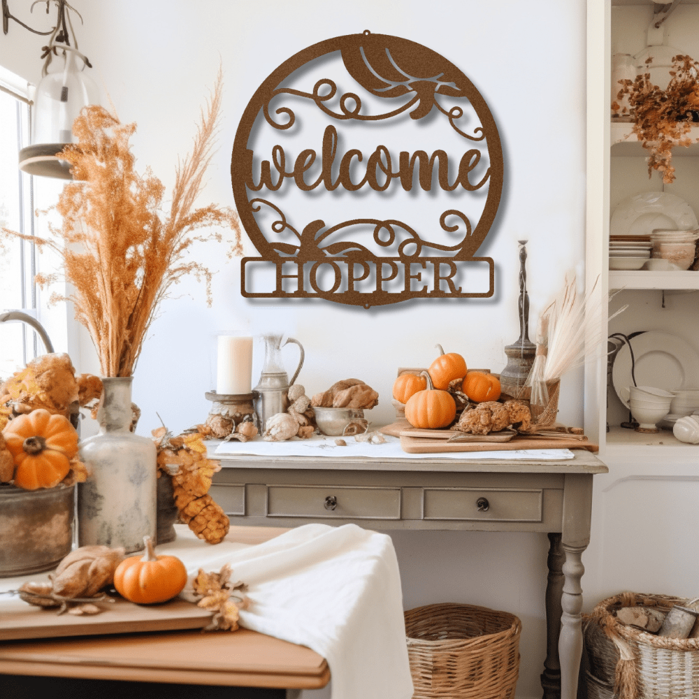 Welcome Fall Monogram - Steel Sign – Metal Decor 4U