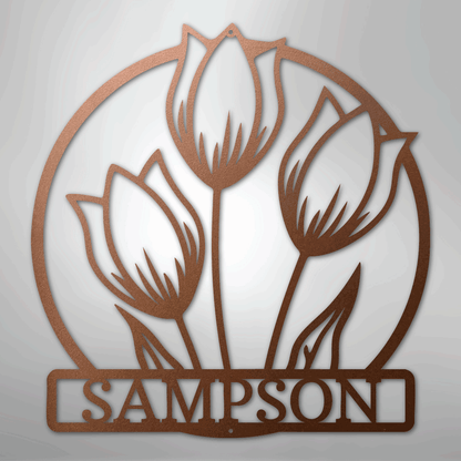 My Easy Monogram Steel Sign Copper / 12" Wild Tulip Monogram - Steel Sign