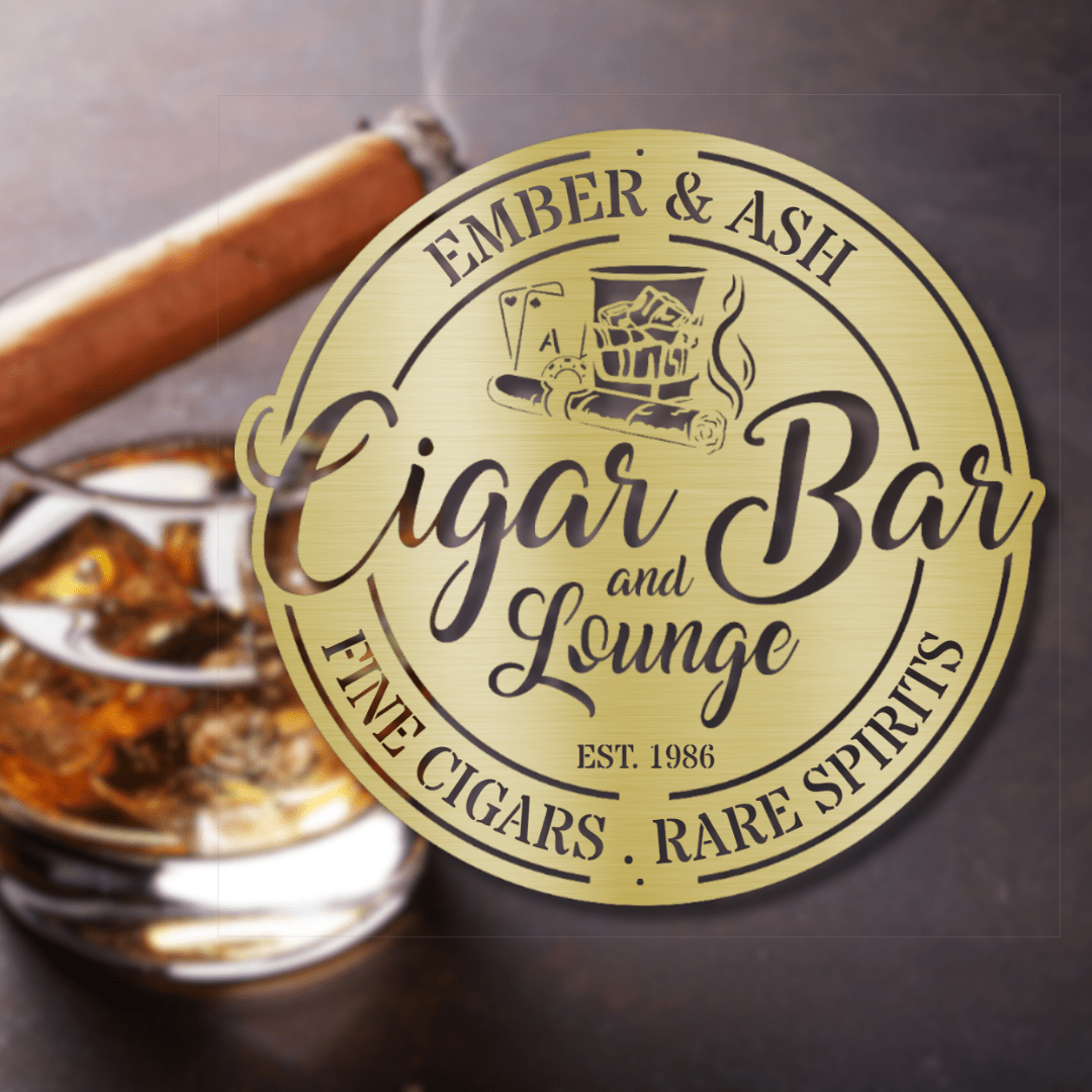 My Easy Monogram Steel Sign Custom Cigar Bar Steel Sign (Business Owners)