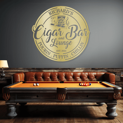 My Easy Monogram Steel Sign Custom Cigar Bar Steel Sign - Personalized Metal Decor
