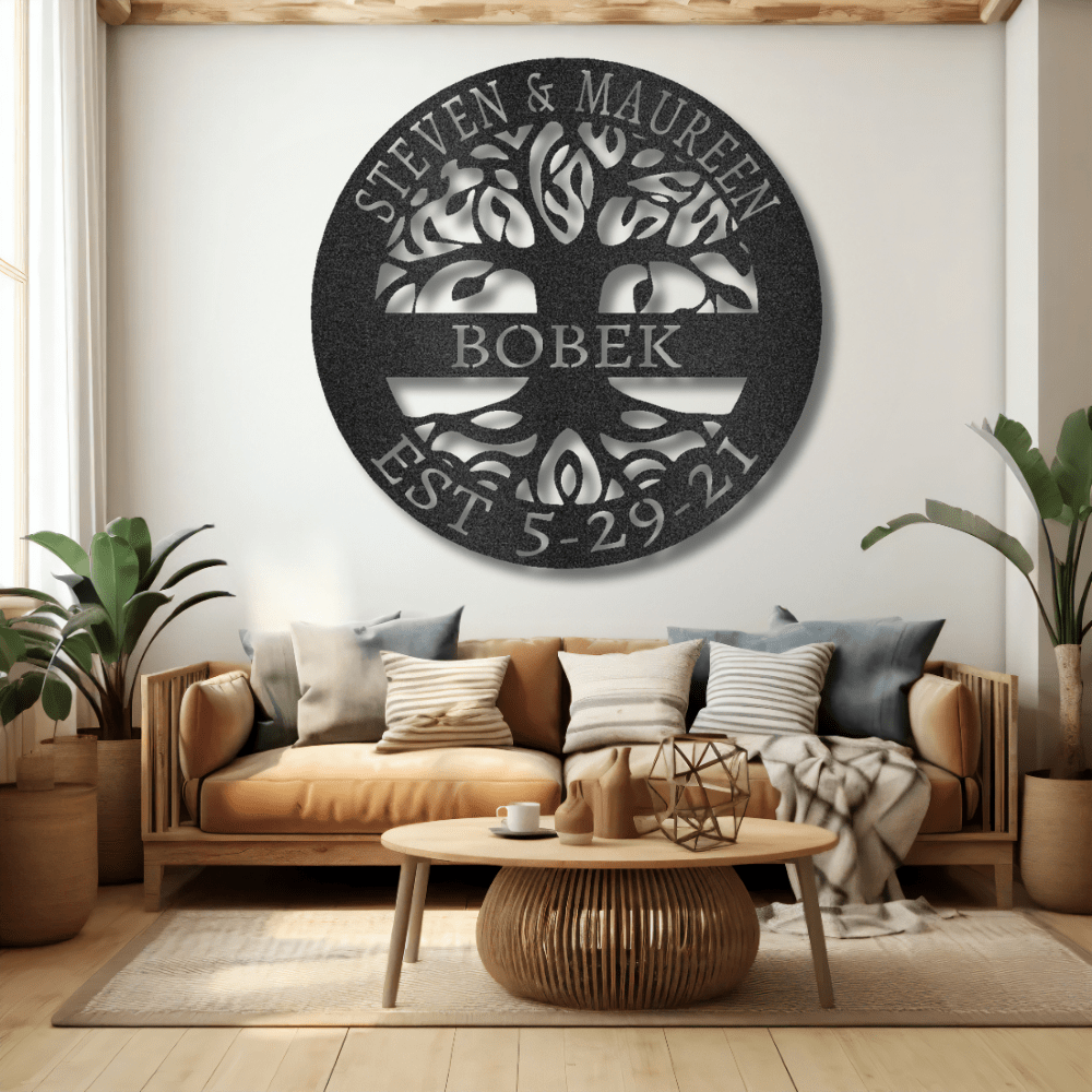 My Easy Monogram Steel Sign Elaborate Tree Of Life - Steel Sign