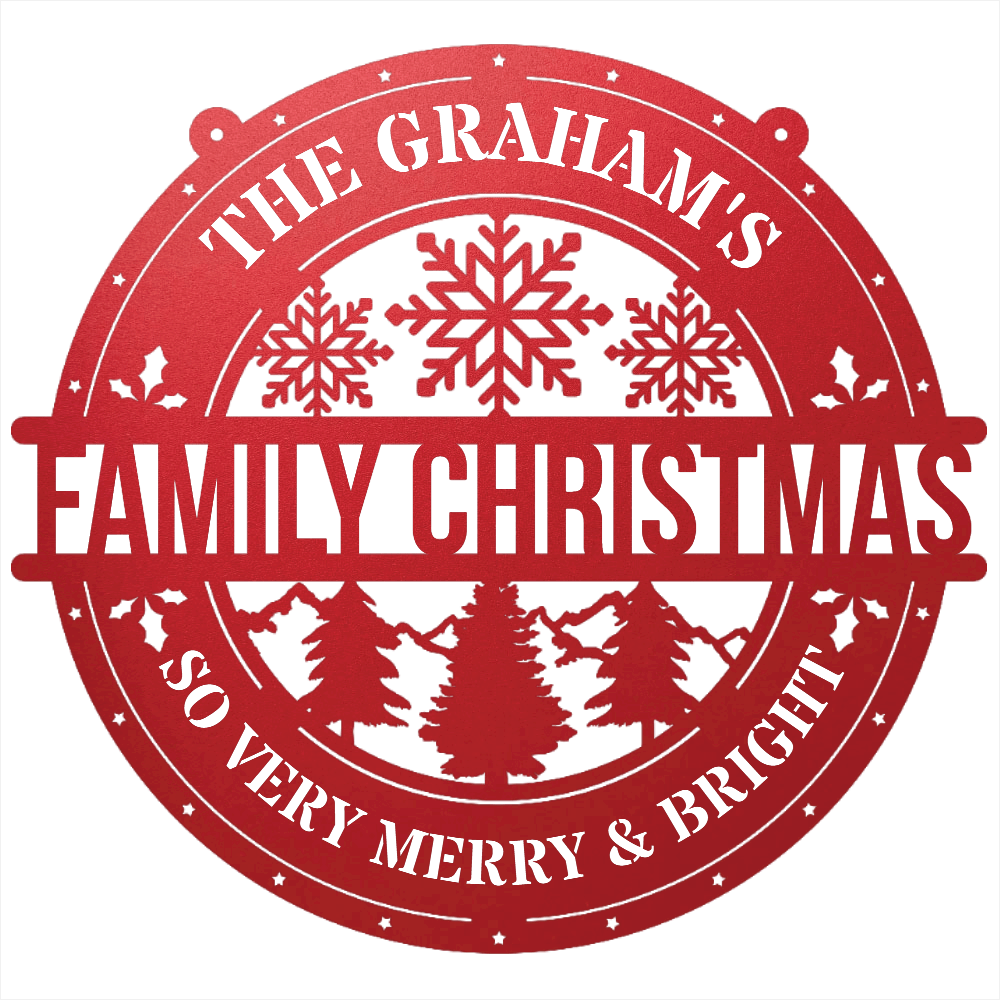 My Easy Monogram Steel Sign Family Christmas Personalized - Steel Sign