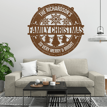 My Easy Monogram Steel Sign Family Christmas Personalized - Steel Sign