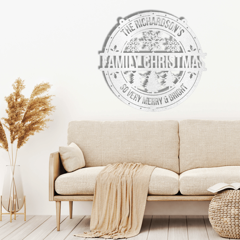 My Easy Monogram Steel Sign Family Christmas Personalized - Steel Sign