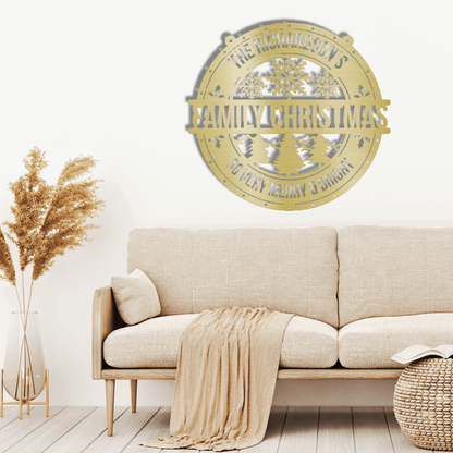 My Easy Monogram Steel Sign Family Christmas Personalized - Steel Sign