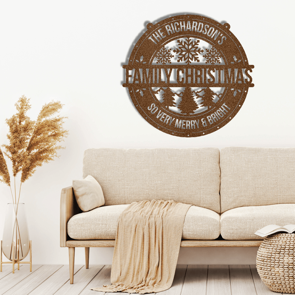 My Easy Monogram Steel Sign Family Christmas Personalized - Steel Sign