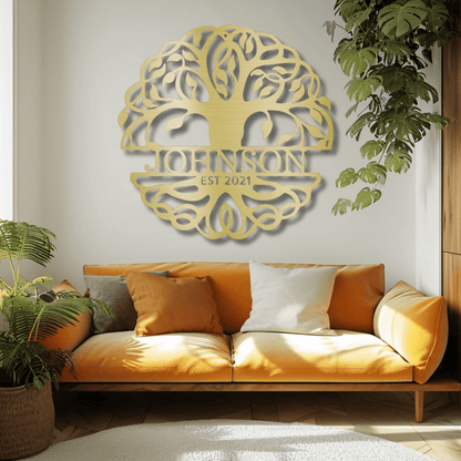 My Easy Monogram Steel Sign Fancy Tree of Life Monogram - Steel Sign