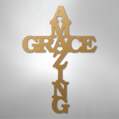 My Easy Monogram Steel Sign Gold / 12" Amazing Grace Cross - Steel Sign