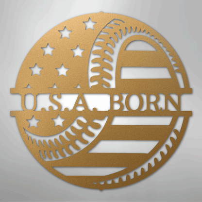 My Easy Monogram Steel Sign Gold / 12" America\'s Pastime - Metal Sign