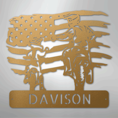 My Easy Monogram Steel Sign Gold / 12" American Motocross Family Monogram - Steel Sign
