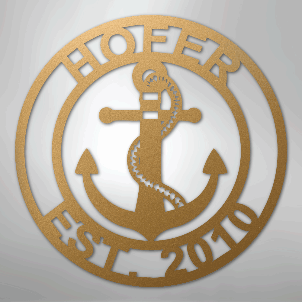 My Easy Monogram Steel Sign Gold / 12" Anchor Family Name - Steel Sign