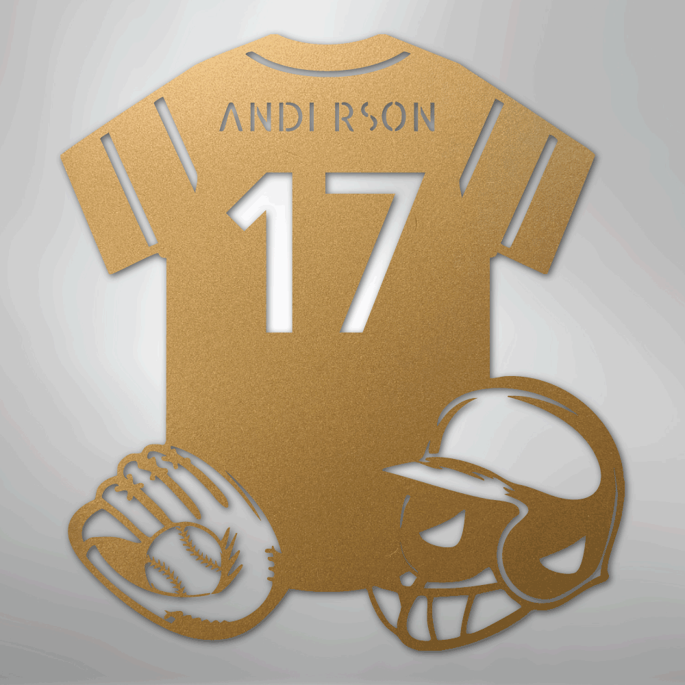 My Easy Monogram Steel Sign Gold / 12" Baseball Gear Monogram - Steel Sign