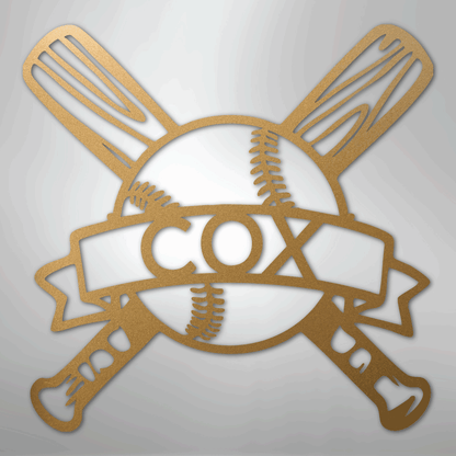 My Easy Monogram Steel Sign Gold / 12" Baseball Monogram - Metal Sign