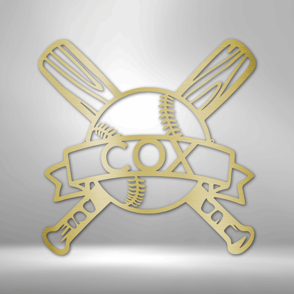 My Easy Monogram Steel Sign Gold / 12" Baseball Monogram - Metal Sign