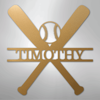 My Easy Monogram Steel Sign Gold / 12" Batter Up - Metal Sign