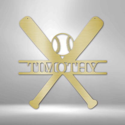 My Easy Monogram Steel Sign Gold / 12" Batter Up - Metal Sign