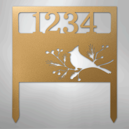 My Easy Monogram Steel Sign Gold / 12" Bird Yard Address Stake - Steel Sign