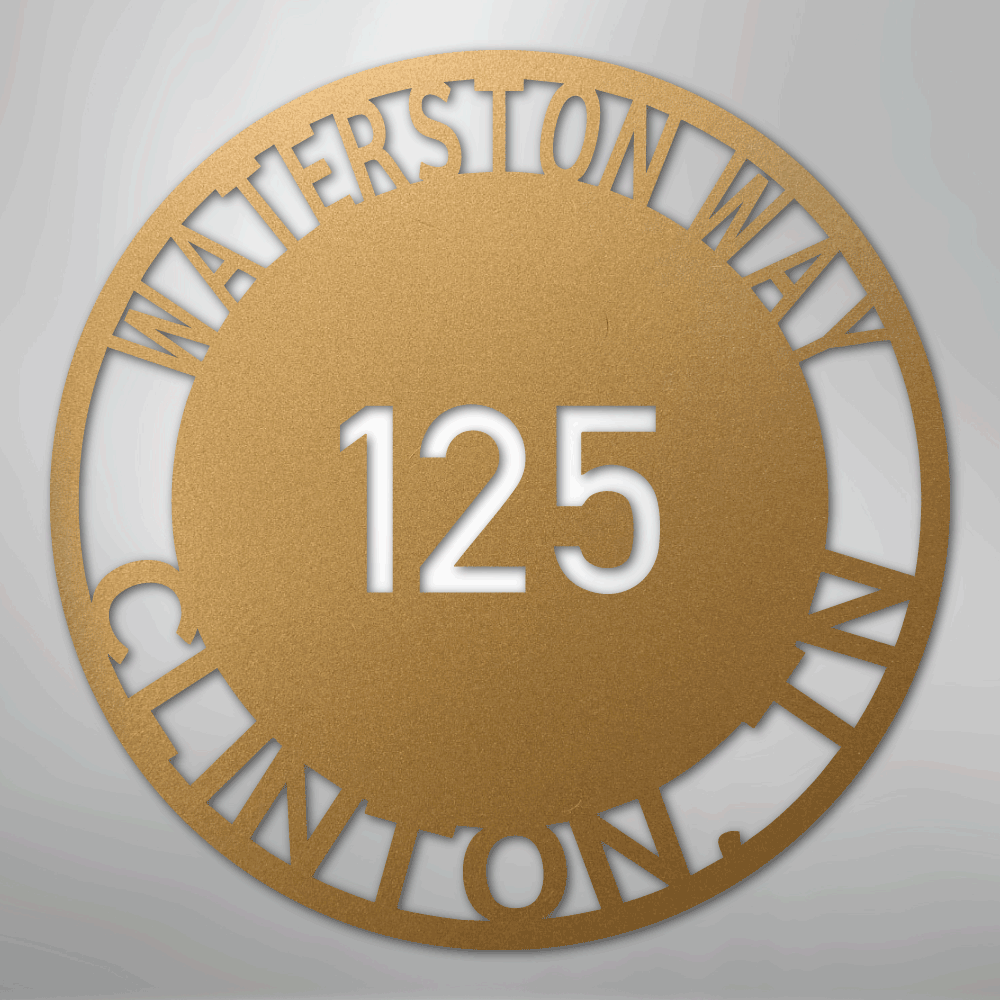 My Easy Monogram Steel Sign Gold / 12" Bold Circle Address - Steel Sign