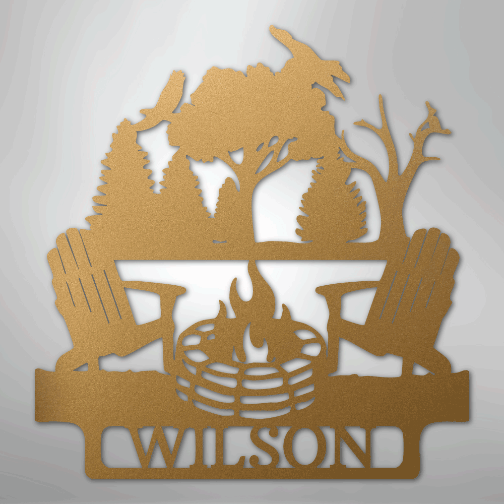My Easy Monogram Steel Sign Gold / 12" Camping Firepit Vibe Monogram - Steel Sign