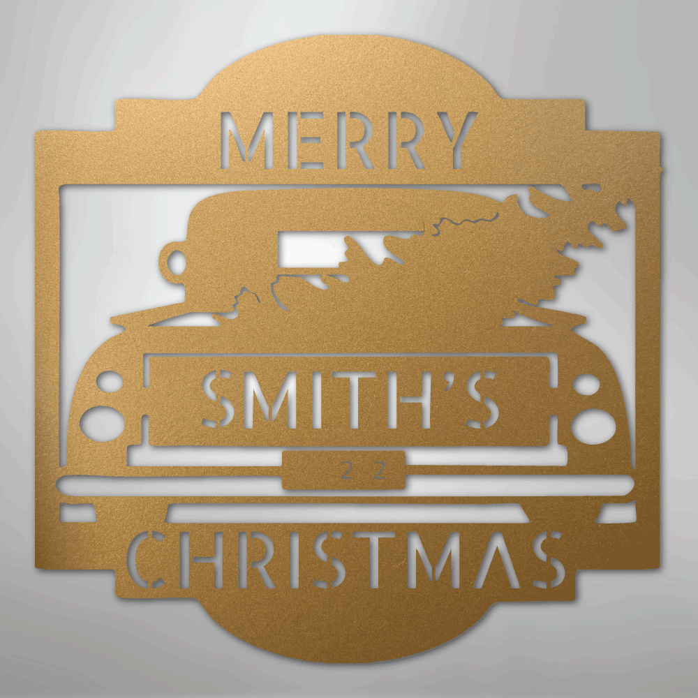 My Easy Monogram Steel Sign Gold / 12" Christmas Truck Monogram - Steel Sign