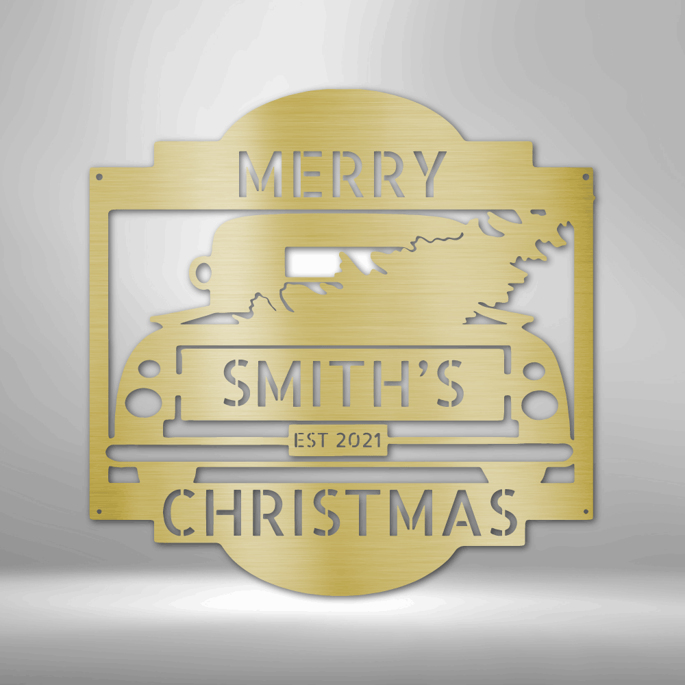 My Easy Monogram Steel Sign Gold / 12" Christmas Truck Monogram - Steel Sign