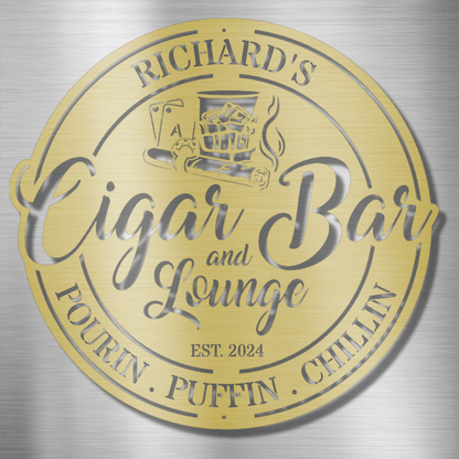 My Easy Monogram Steel Sign Gold / 12 Cigar Bar and Lounge - Steel Sign