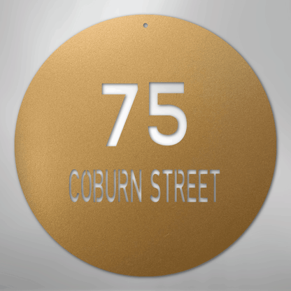 My Easy Monogram Steel Sign Gold / 12" Circle Address - Steel Sign