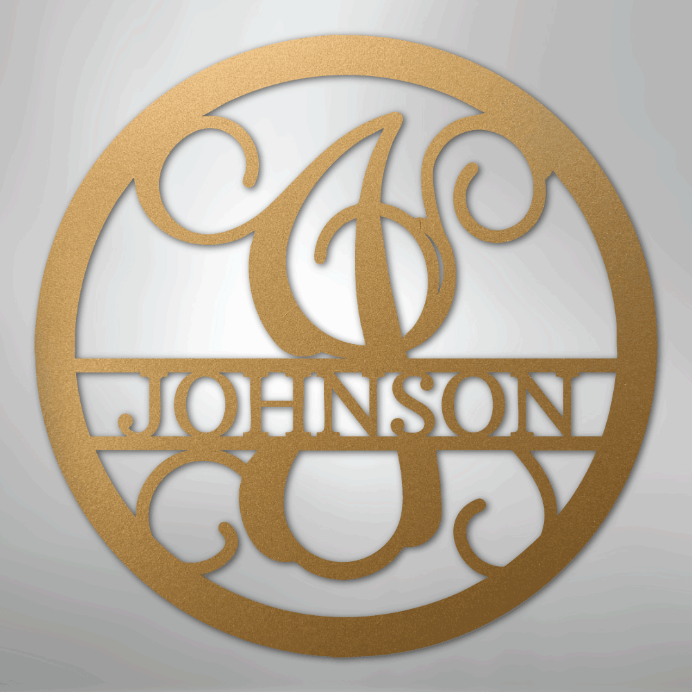 My Easy Monogram Steel Sign Gold / 12" Circle Vine Monogram - Steel Sign