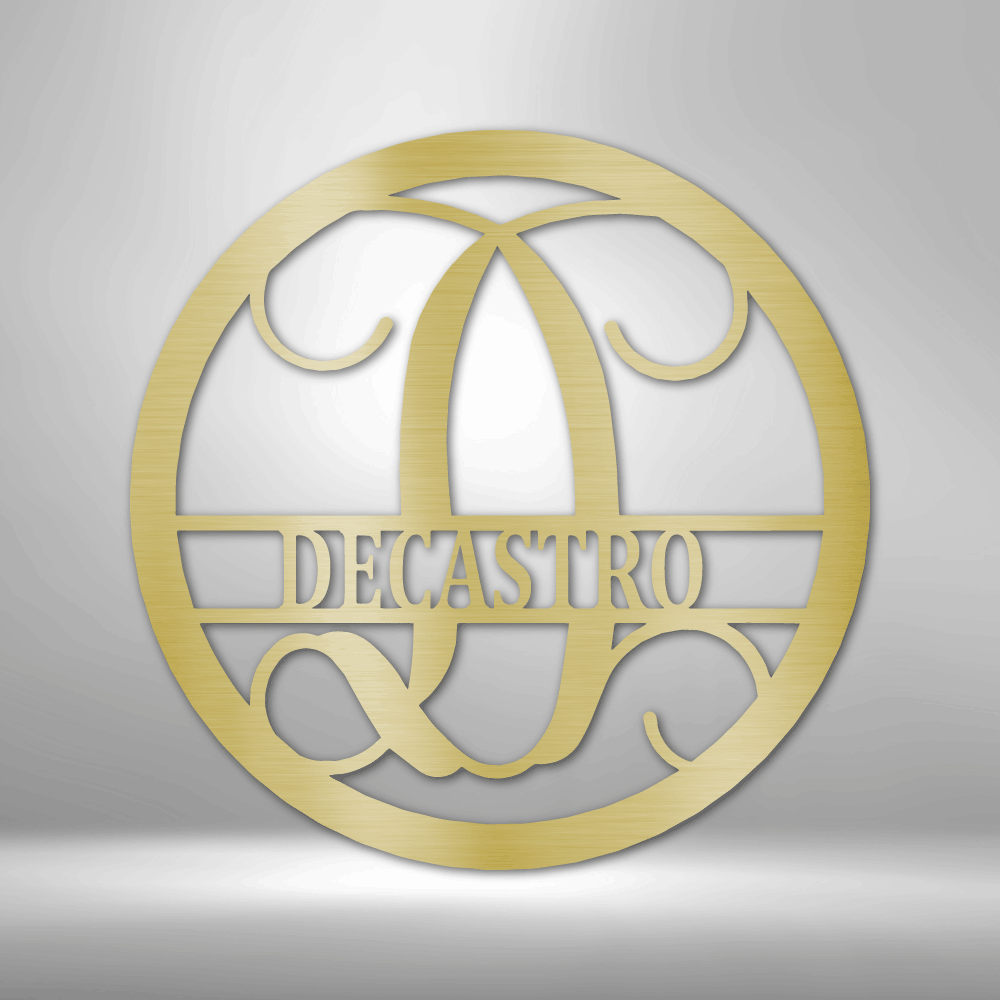 My Easy Monogram Steel Sign Gold / 12" Circle Vine Monogram - Steel Sign