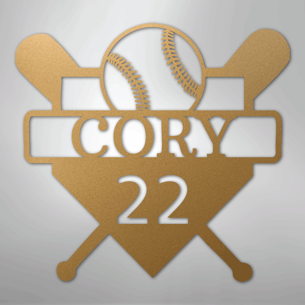 My Easy Monogram Steel Sign Gold / 12" Custom Baseball Monogram - Metal Sign
