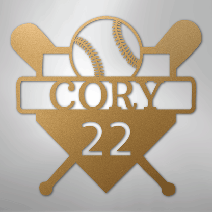 My Easy Monogram Steel Sign Gold / 12" Custom Baseball Monogram - Metal Sign
