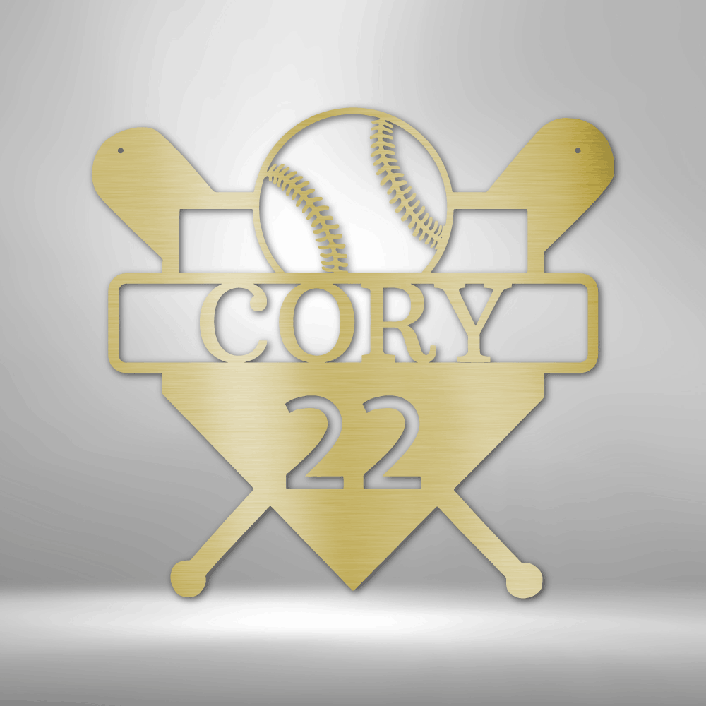 My Easy Monogram Steel Sign Gold / 12" Custom Baseball Monogram - Metal Sign