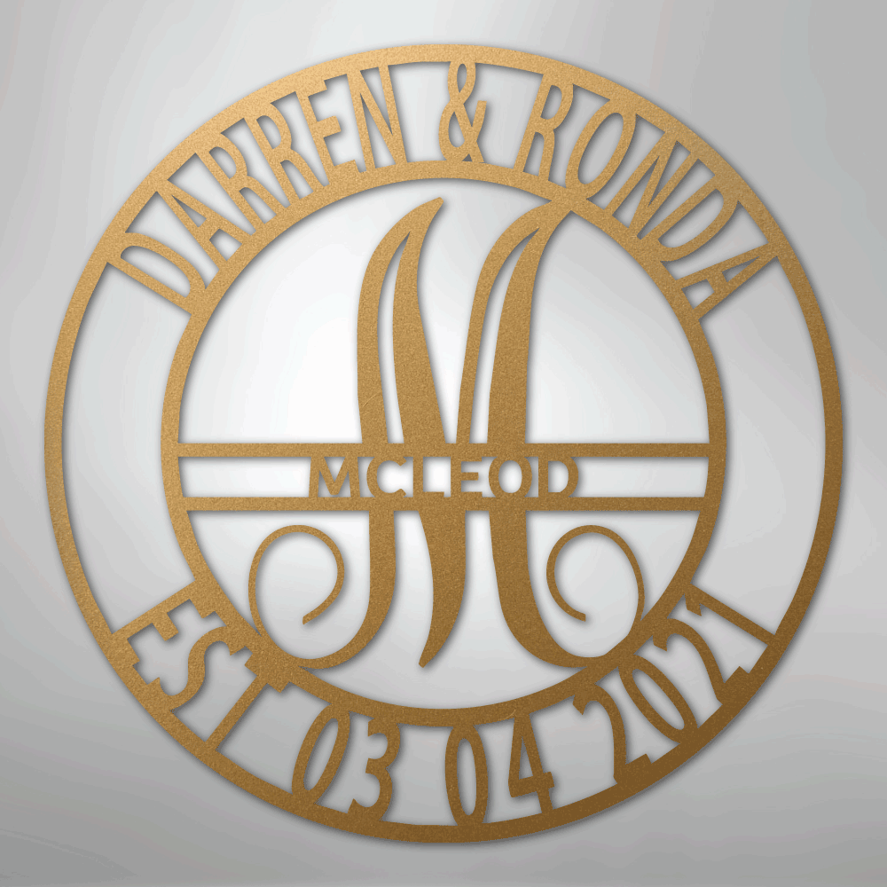 My Easy Monogram Steel Sign Gold / 12" Elaborate Name - Steel Sign