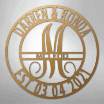 My Easy Monogram Steel Sign Gold / 12" Elaborate Name - Steel Sign
