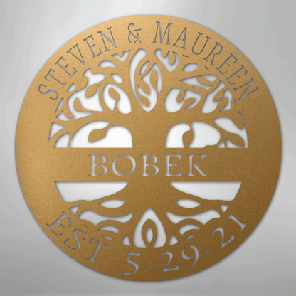 My Easy Monogram Steel Sign Gold / 12" Elaborate Tree Of Life - Steel Sign