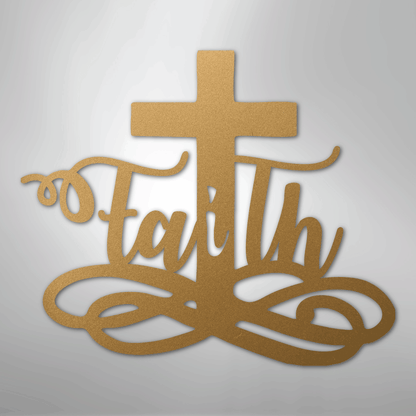 My Easy Monogram Steel Sign Gold / 12" Faith Cross - Steel Sign