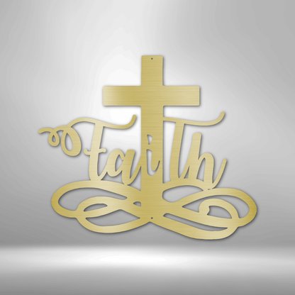 My Easy Monogram Steel Sign Gold / 12" Faith Cross - Steel Sign