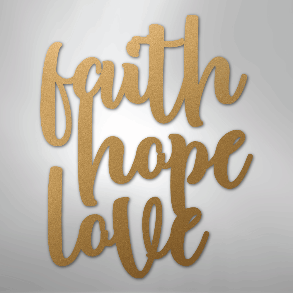 My Easy Monogram Steel Sign Gold / 12" Faith Hope Love Script - Steel Sign