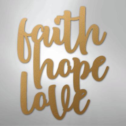 My Easy Monogram Steel Sign Gold / 12" Faith Hope Love Script - Steel Sign