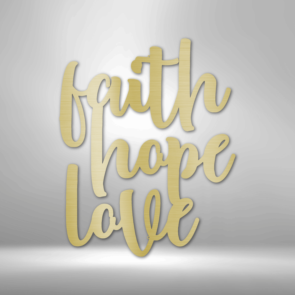 My Easy Monogram Steel Sign Gold / 12" Faith Hope Love Script - Steel Sign