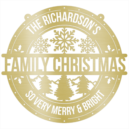 My Easy Monogram Steel Sign Gold / 12 Family Christmas Personalized - Steel Sign