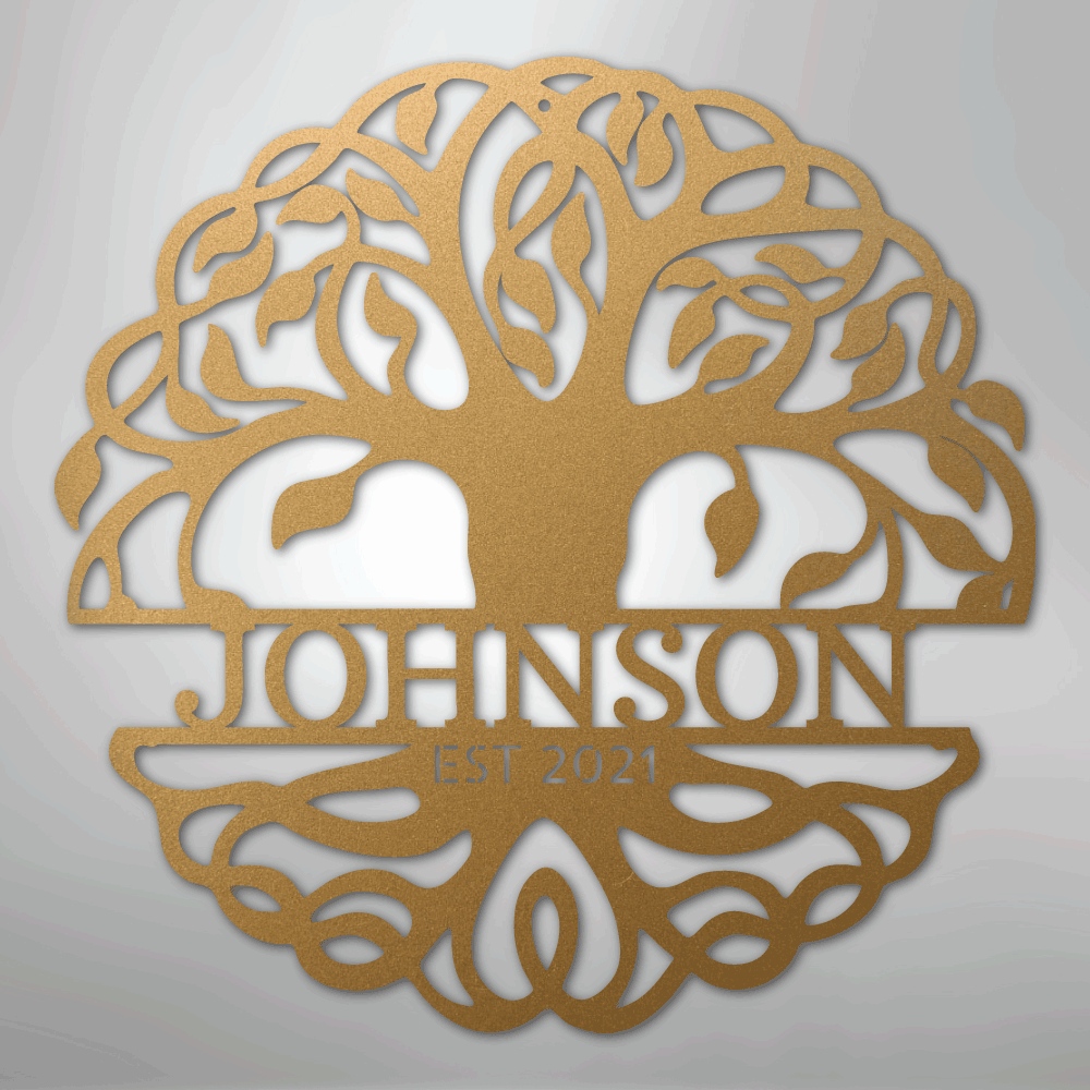 My Easy Monogram Steel Sign Gold / 12" Fancy Tree of Life Monogram - Steel Sign