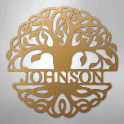 My Easy Monogram Steel Sign Gold / 12" Fancy Tree of Life Monogram - Steel Sign
